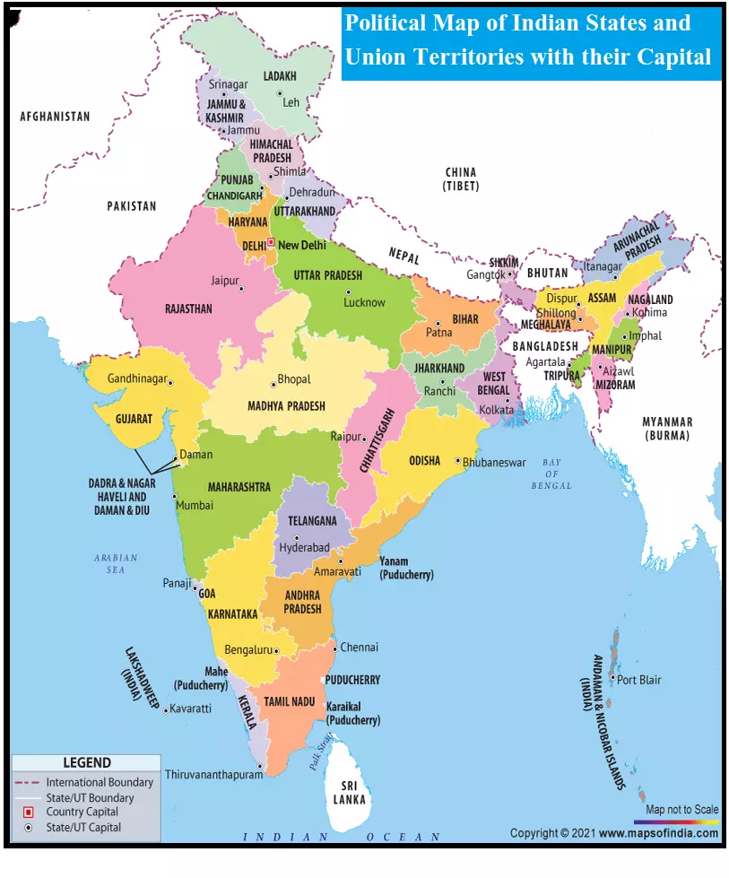 All State and Capital of India Map